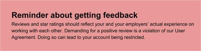 Reminder about getting feedback